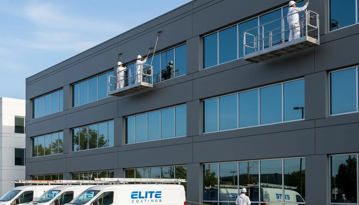 Commercial building exterior painting by professional painters in Albuquerque, NM