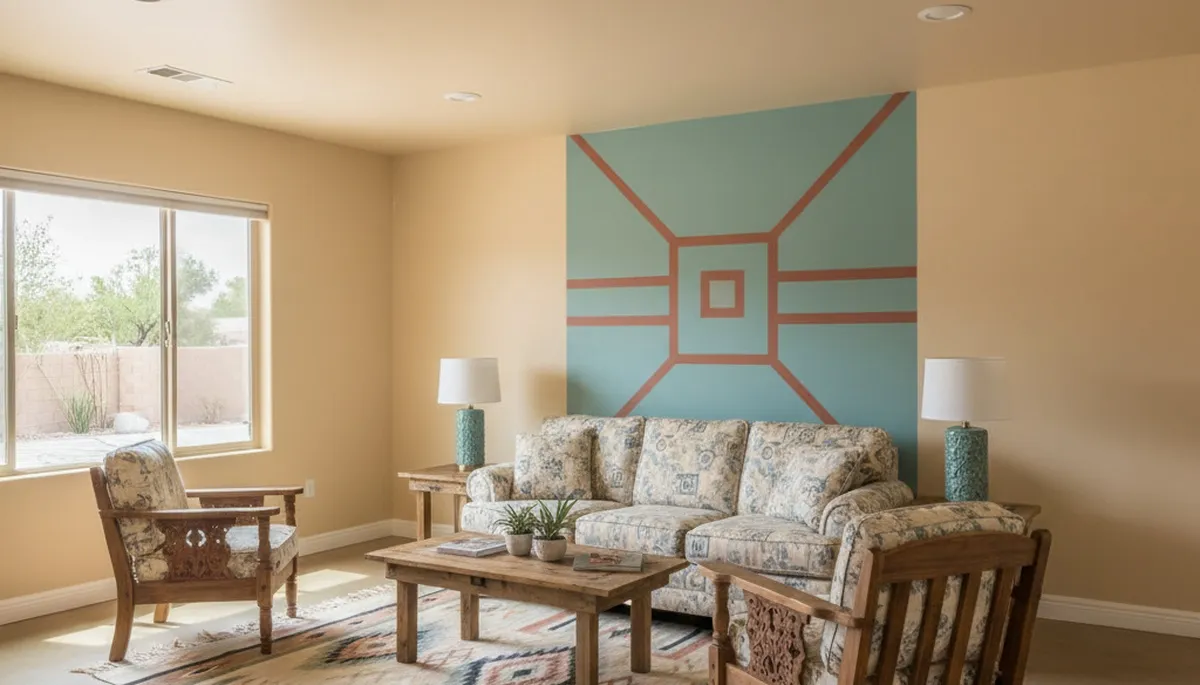 Freshly painted living room with smooth walls and bright colors by professional painters in Albuquerque, NM