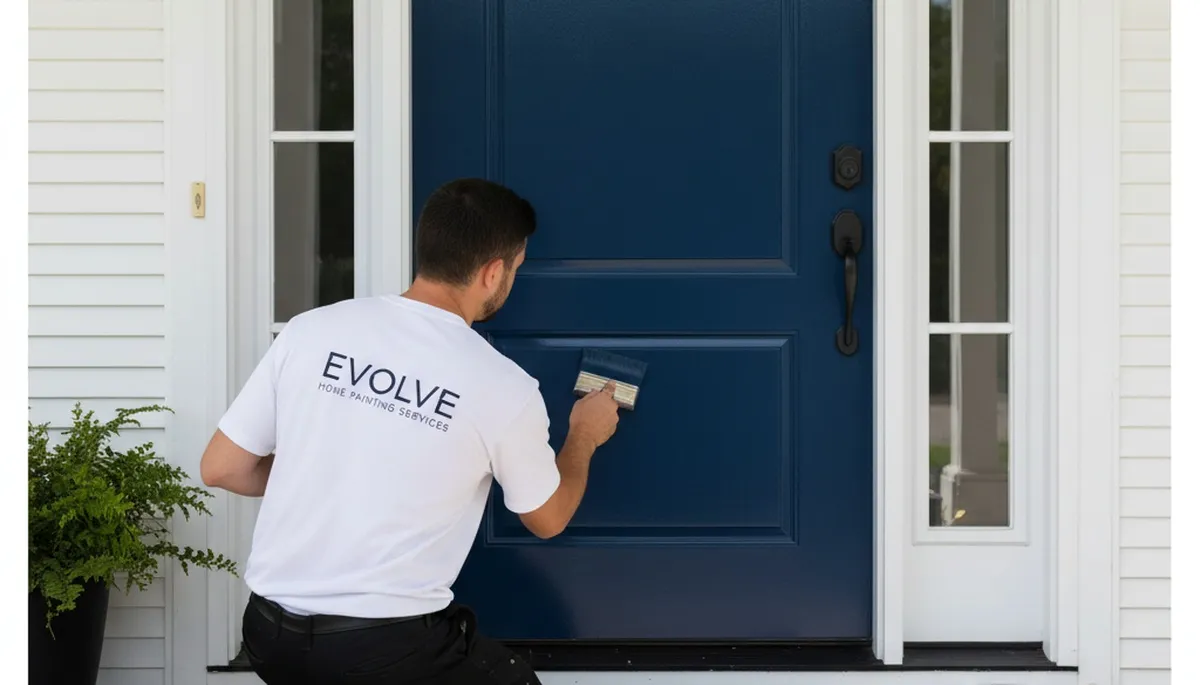 Professional door painting on adobe home in Albuquerque, NM by expert house painters