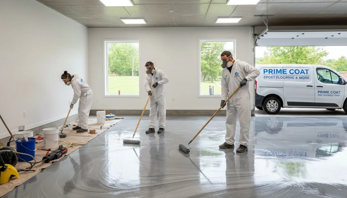 Professional epoxy floor coating in Albuquerque NM garage by expert house painters