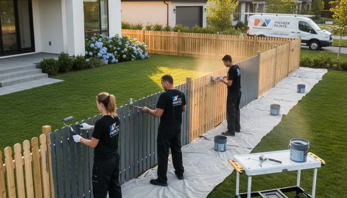 Professional fence painting in Albuquerque NM protecting wood and metal fences from sun and weather