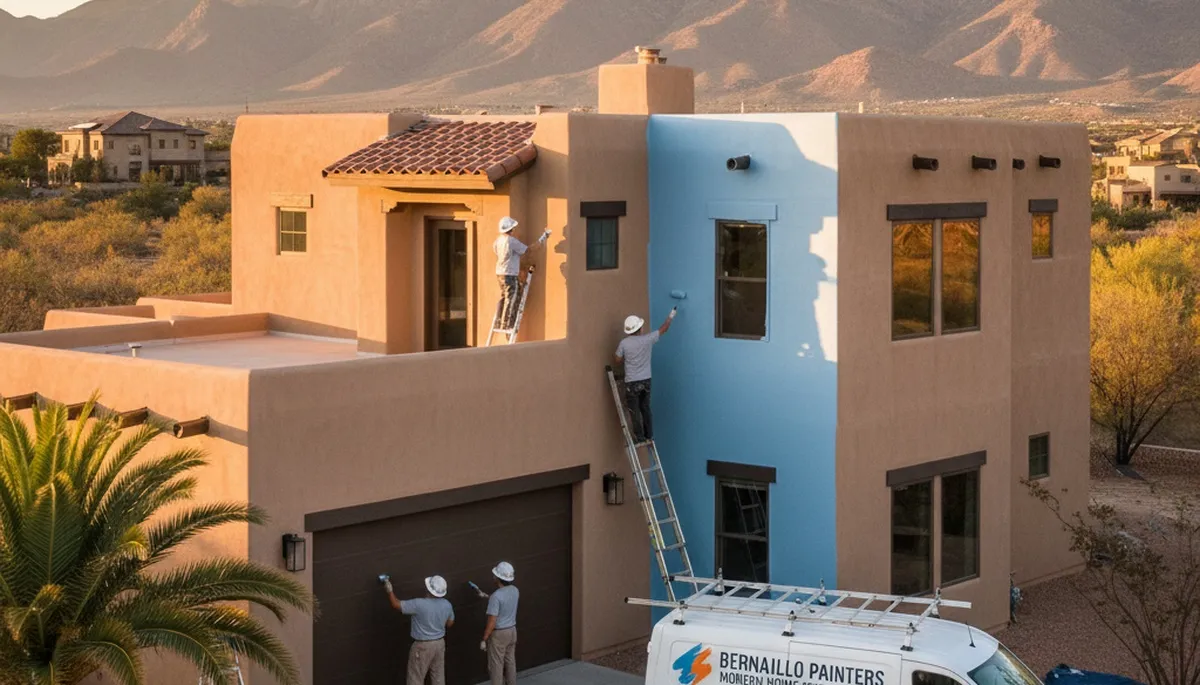 Professional house painters working on residential exterior in Albuquerque NM