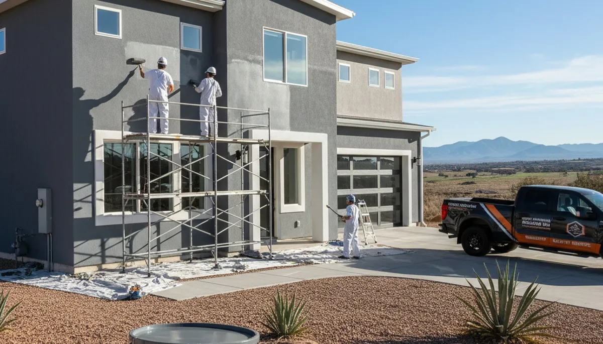 Professional house painters working on residential exterior in Albuquerque NM
