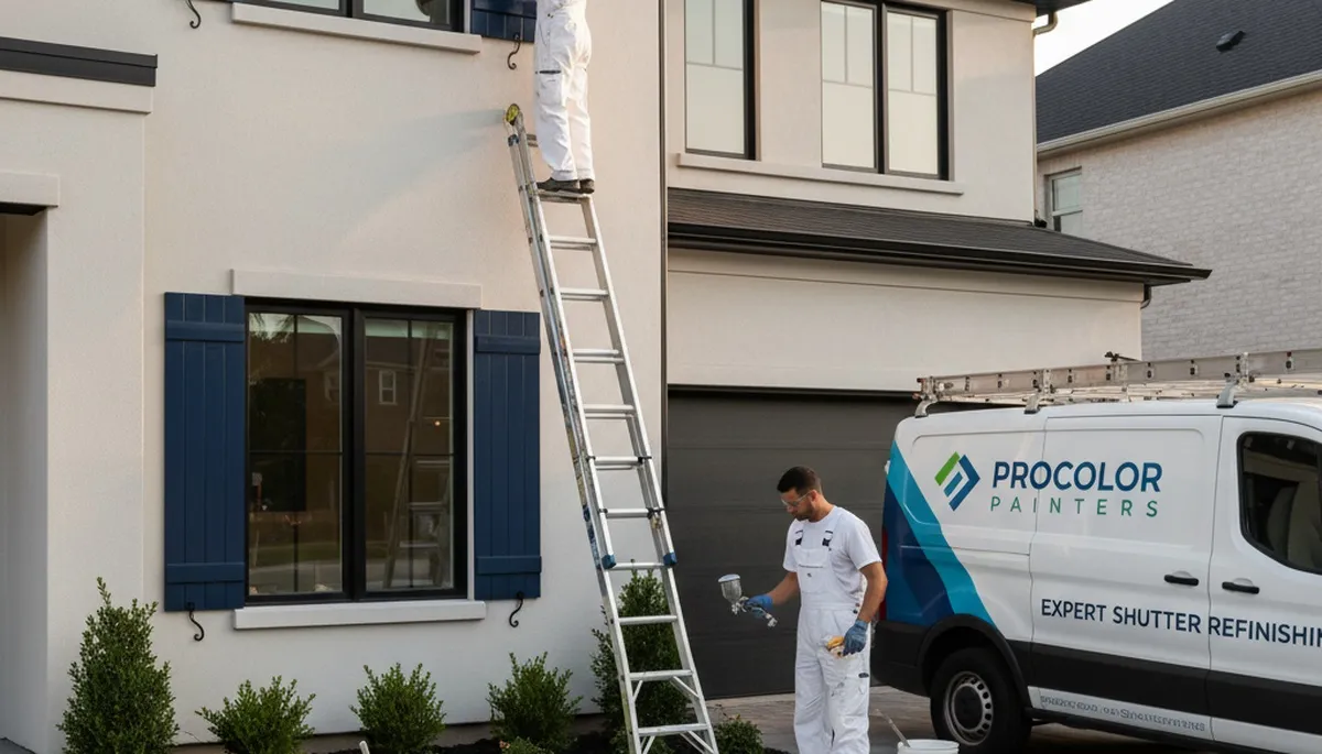 Professional shutter painting on home exterior in Albuquerque, NM for durable, sun-resistant finish