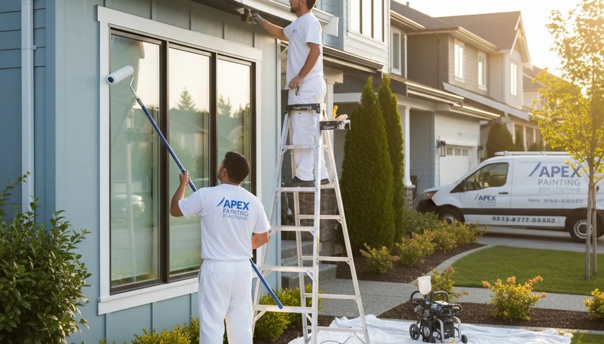 Professional trim and fascia painting on Albuquerque NM home exterior by expert house painters